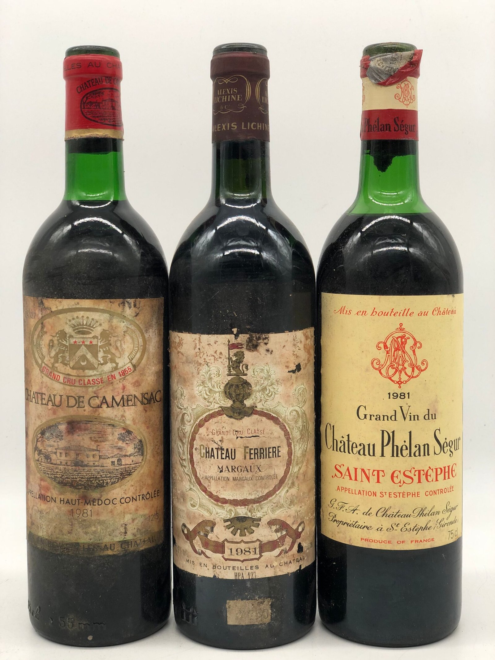 Mixed lot of 3 x 75cl Bordeaux Icon reds 1981