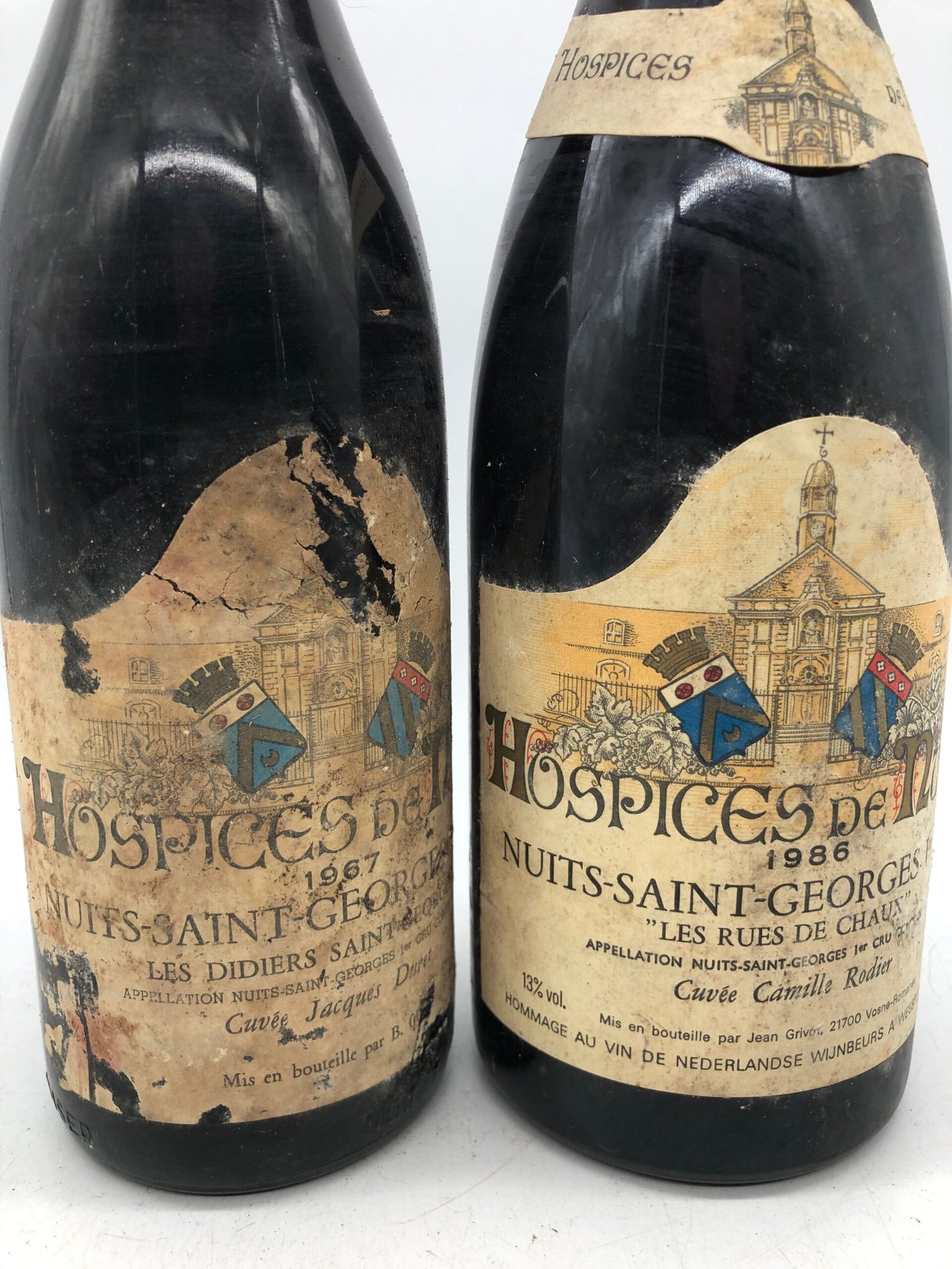 Dual-vintage lot of 2 x 75cl Hospices de Nuits, Nuits St.Georges 1er Cru 1967/1986