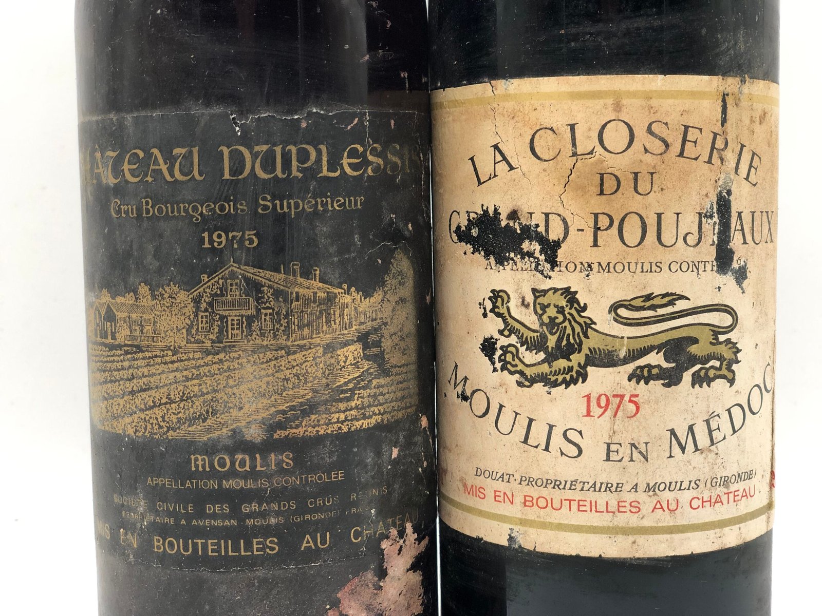 Mixed lot of 2 x 75cl AOC Moulis 1975 reds
