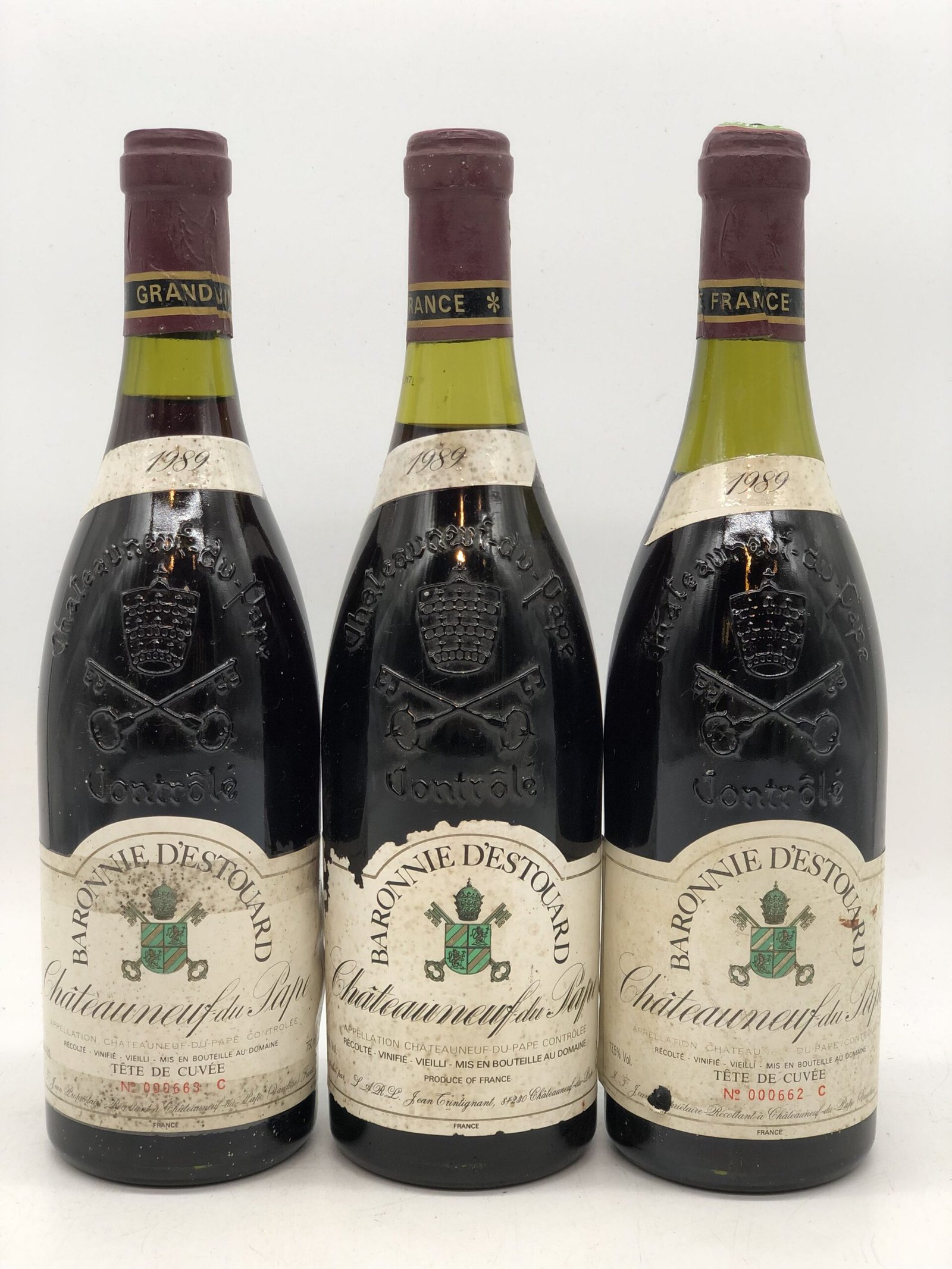 3 x 75cl La Baronnie d’Estouard Chateauneuf-du-Pape 1989